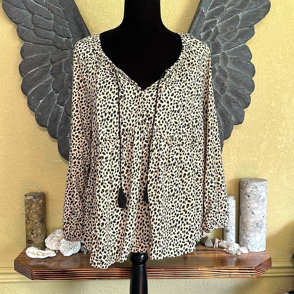 Old Navy Animal Print Long sleeve Shirt With Front Tie